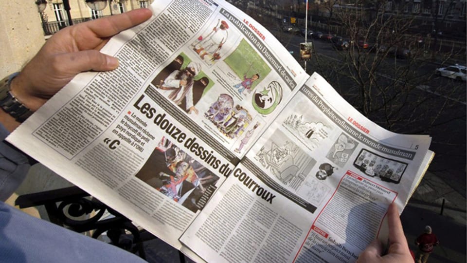 Die dänischen Karikaturen, die im Jahr 2006 heftige Reaktionen auslösten, publiziert in der Zeitung «France Soir».