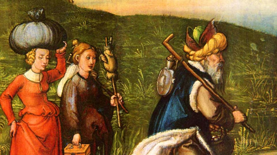 Lot und seine Töchter auf der Flucht, in einem Gemälde von Albrecht Dürer.