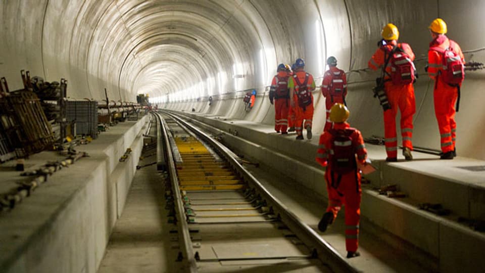 Arbeiten am Gotthard-Basistunnel.