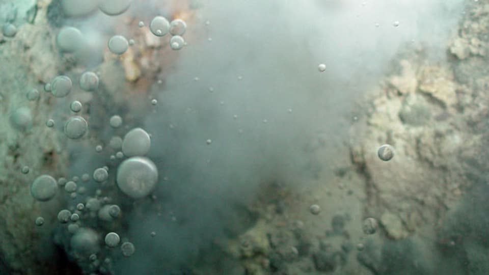 Eine so genannte hydrothermale Quelle ist vermutlich der Ort, wo auf der Erde das Leben entstand.