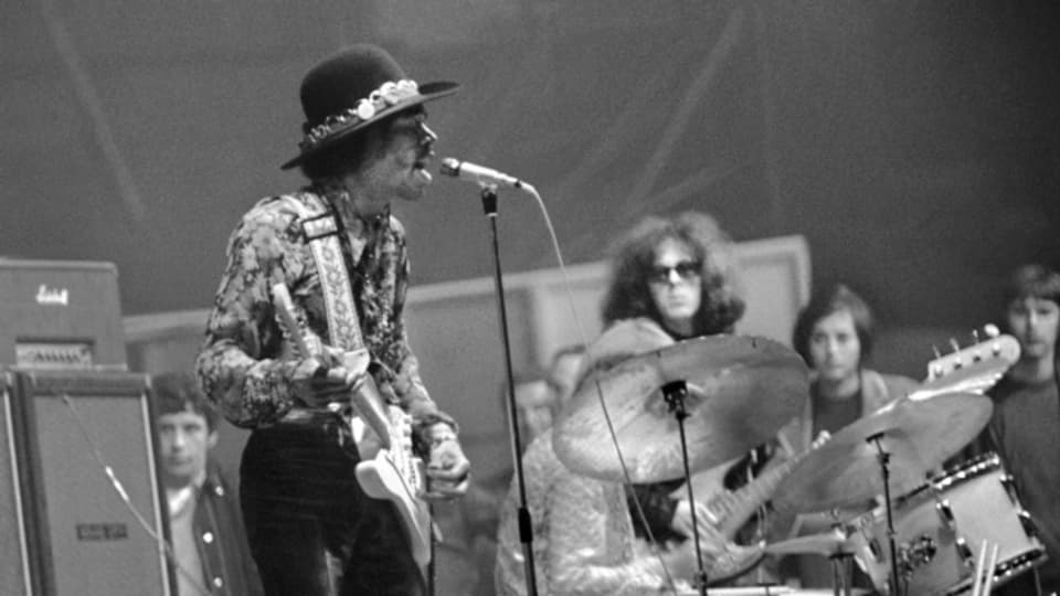 The Jimi Hendrix Experience am legendären Monsterkonzert im Zürcher Hallenstadion Ende Mai 1968.