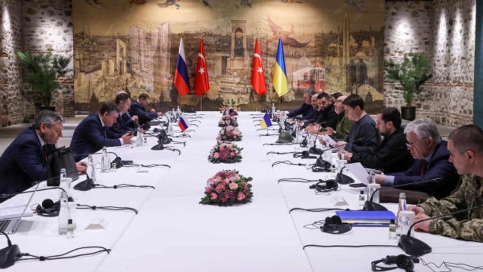 Vertreter Russlands und der Ukraine trafen sich am Dienstag am Verhandlungstisch in Istanbul.