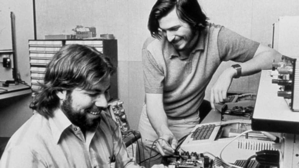 Die Apple-Erfinder Steve Wozniak (links) und Steve Jobs: Wozniak gilt als introvertierter Tüftler