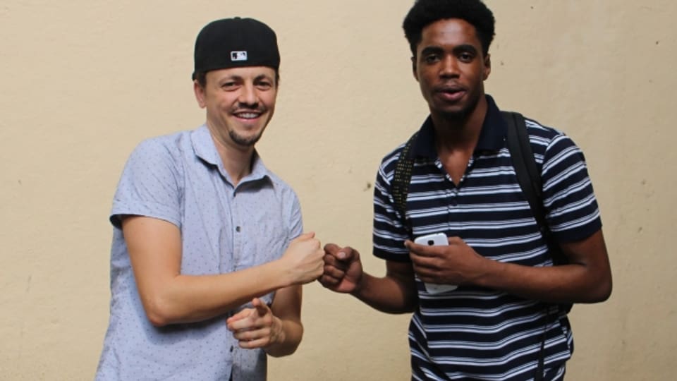 Der Schweizer-Reggae-Star Phenomden (links) mit Dalton Harris in Kingston, Jamaika.