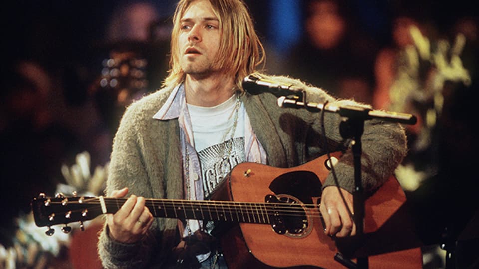 Kurt Cobain, 1993 beim MTV-Unplugged-Konzert in New York.