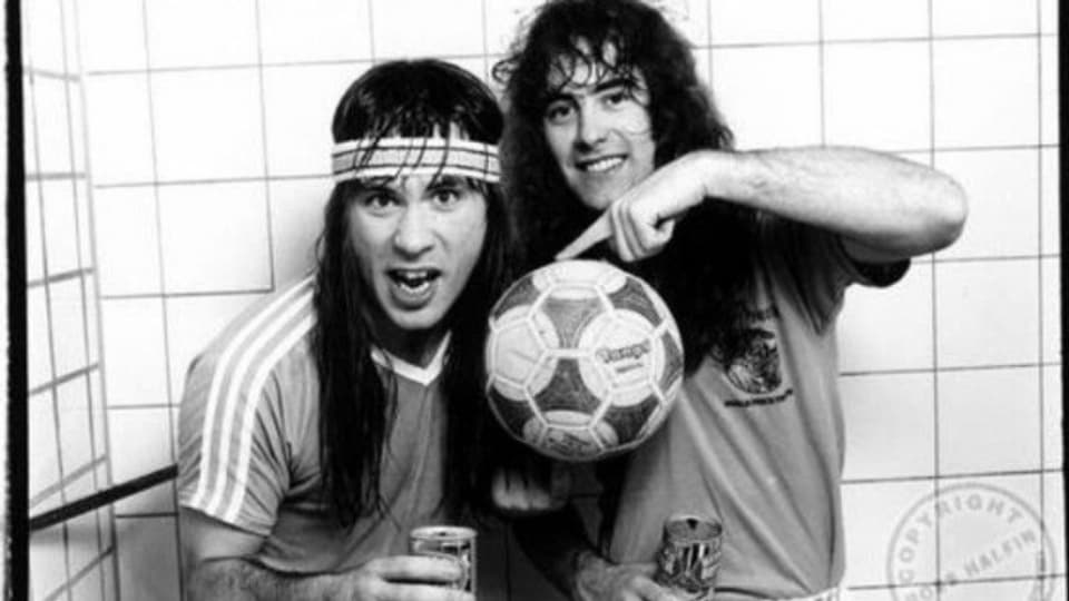 Englische Hardrocker & Fussballer: Bruce Dickinson & Steve Harris von Iron Maiden: