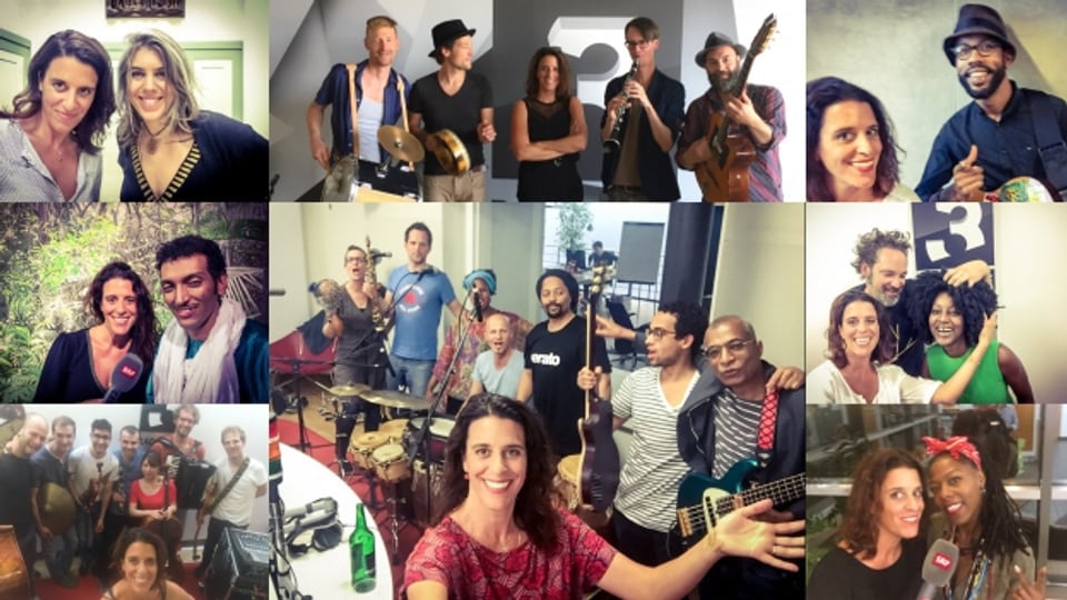 Selfie-Party mit den vielen Interview-Gästen im World Music Special bei Rahel Giger.