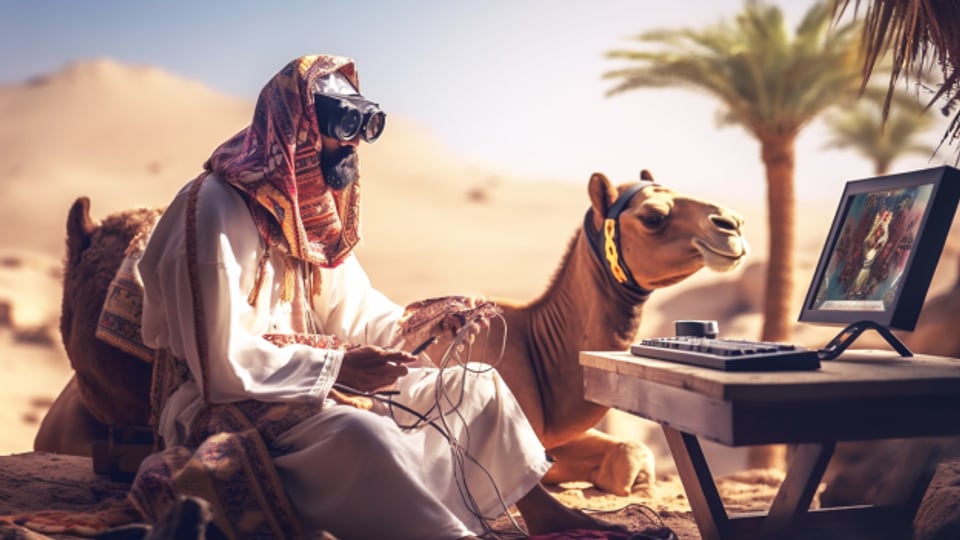 Kleiner Reim: Abdullah, der Wüstensohn, gamt auch in der Wüste schon
