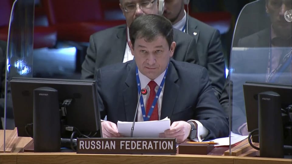 Hat ein Vetorecht: Der stellvertretende russische UN-Botschafter Polyansky im Sicherheitsrat der Vereinten Nationen.