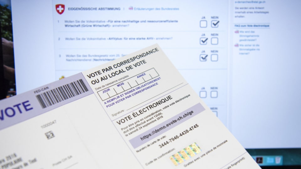 So könnte Abstimmen und Wählen in Zukunft aussehen: E-Voting-Stimmzettel im Kanton Genf.