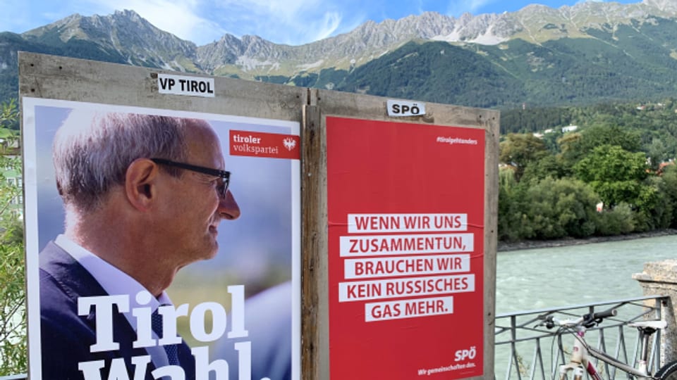 Wahlkampfplakate in der tiroler Landeshauptstadt Innsbruck.