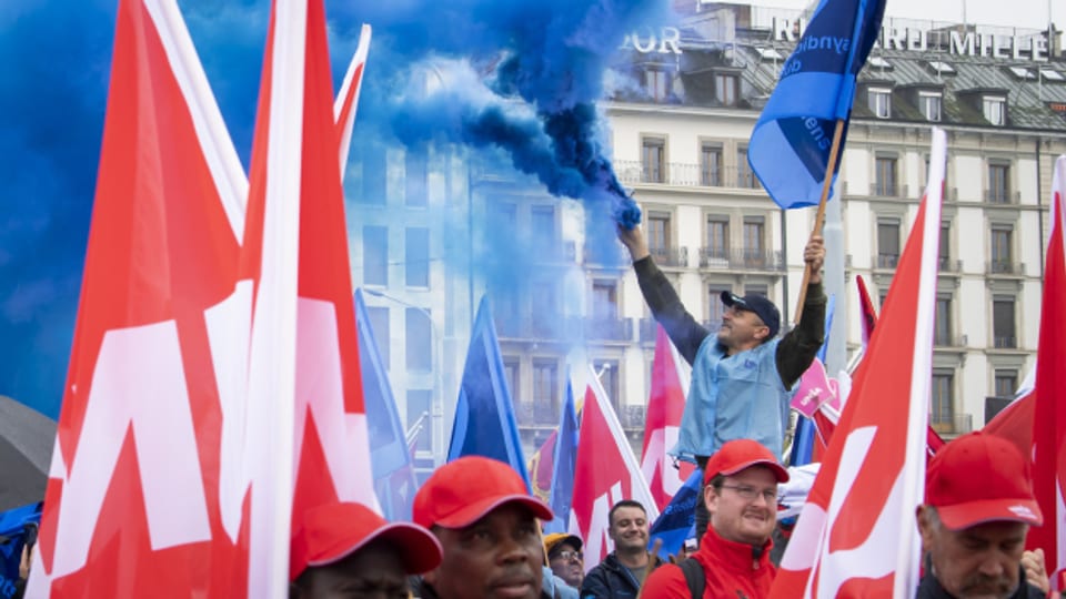 Bauarbeiter demonstrierten bereits vor einem Jahr für höhere Löhne in Genf.