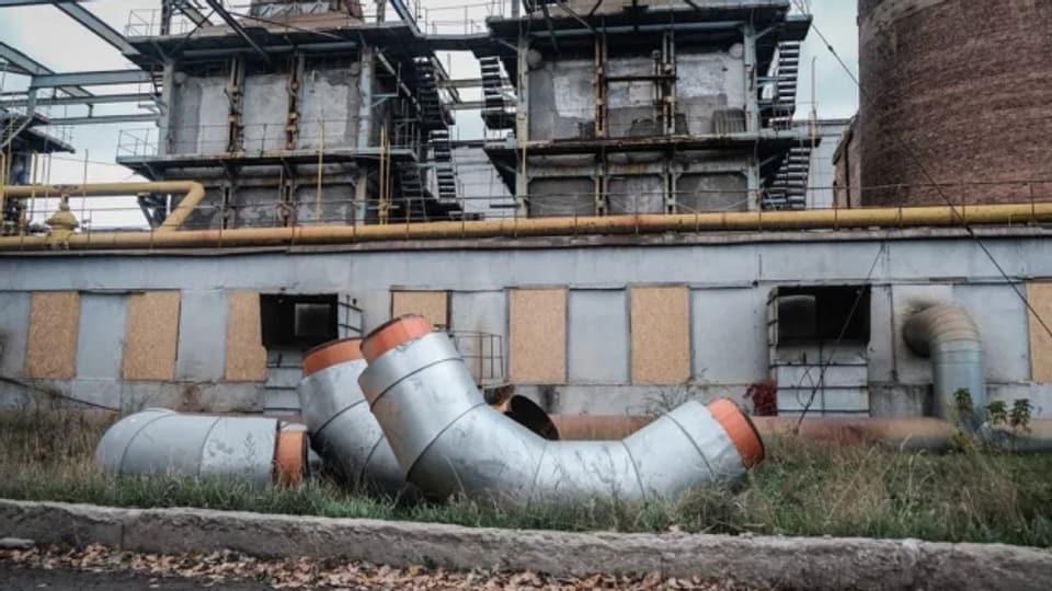 Ein teilweise zerstörtes Elektrizitätswerk in Charkiw.