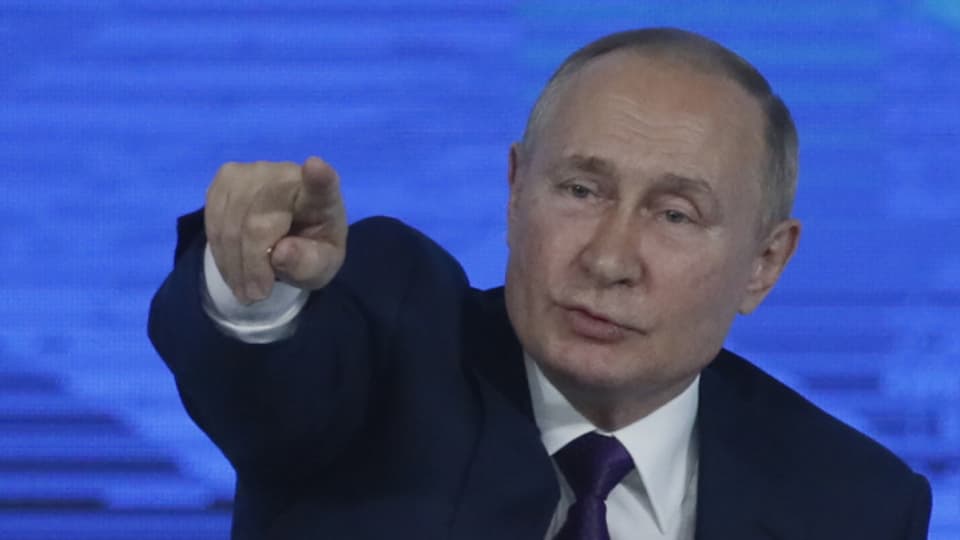 Wie sieht er den Ukrainekonflikt? Der russische Präsident Wladimir Putin an seiner jährlichen Medienkonferenz.