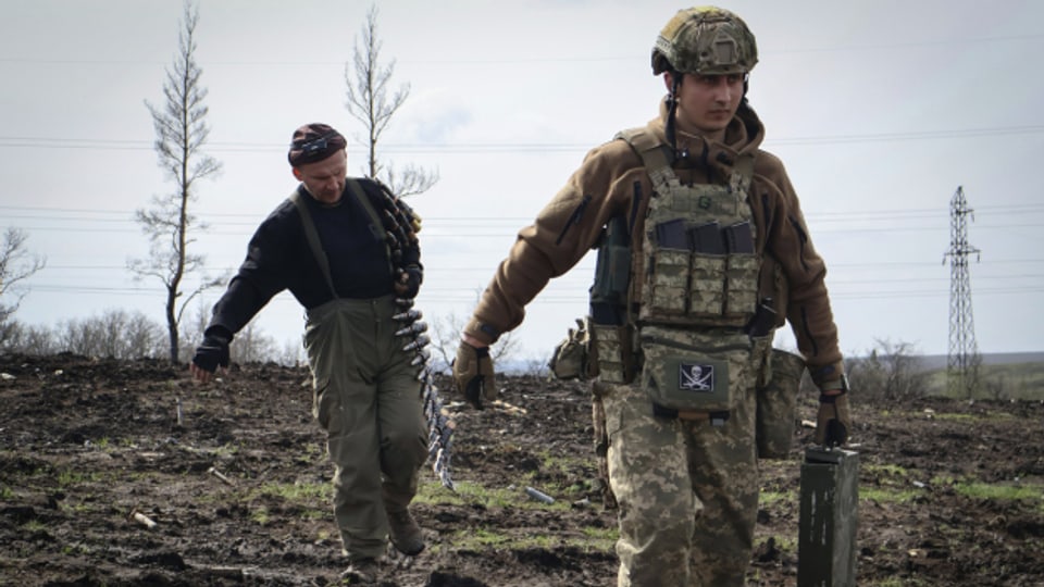 Ukrainische Soldaten in der Nähe von Bachmut. (7.4.2023)