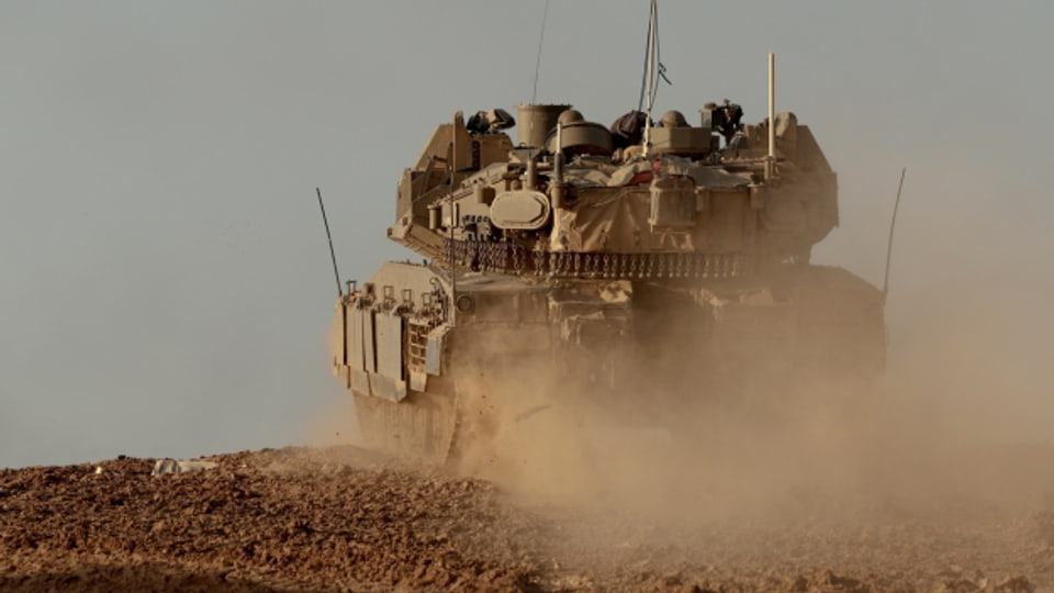 Ein israelischer Panzer in der Nähe des Gazastreifens.