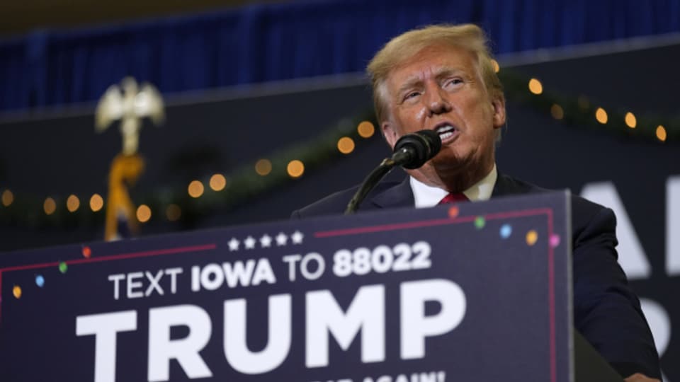 Der frühere US-Präsident Donald Trump während eines Wahlkampfauftritts im Bundesstaat Iowa.