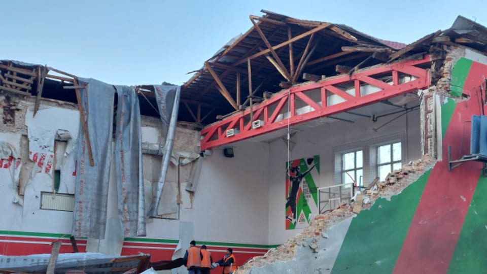 Das Clubgebäude des Fussballclubs Lokomotiv in Kiew ist zerstört.