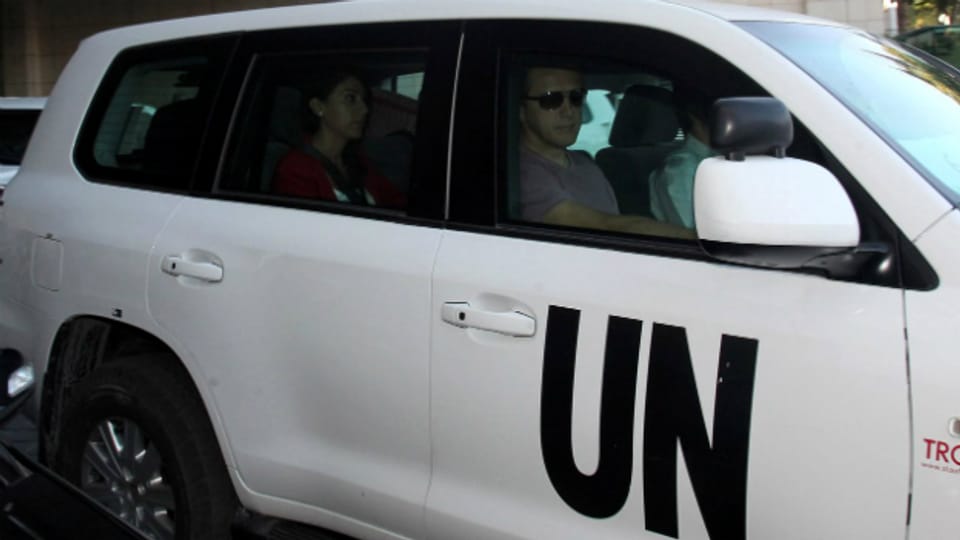UN-Chemiewaffenexperten bei ihrer Ankunft in Damaskus.