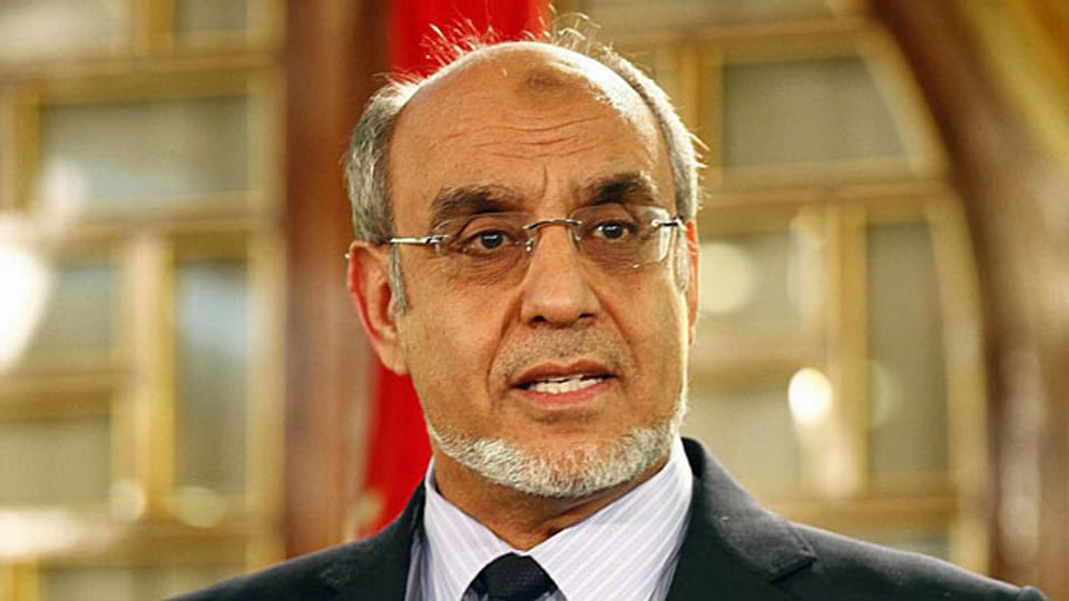 Premier Hamadi Jebali gibt am 19. Februar in Tunis seinen Rücktritt bekannt.