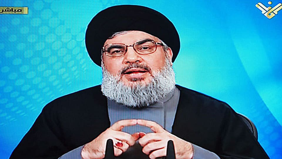 Hisbollah-Führer Nasrallah bei einer Fernsehansprache in Beirut am 27. Februar.