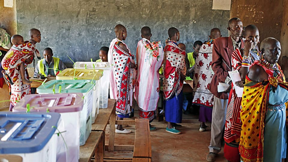 Wahllokal bei Magadi, einer Stadt etwa 80 Kilometer südlich von Nairobi.