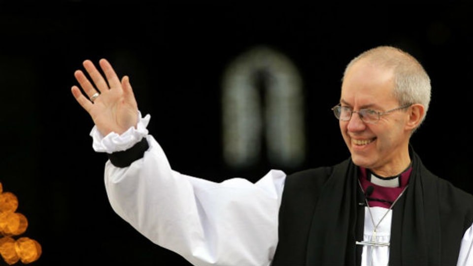 Der 105. Erzbischof von Canterbury Justin Welby vor der St. Pauls Cathedral nach seiner Wahl am 4. Februar 2013