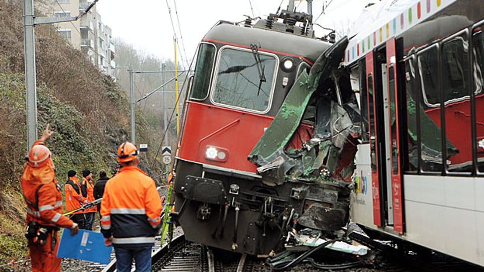 Einer von zehn Zwischenfällen: Entgleister Zug bei Neuhausen am Rheinfall, am 10. Januar.