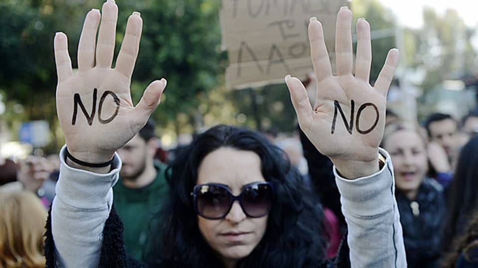 Proteste in der zypriotischen Hauptstadt Nikosia am 18. März 2013.