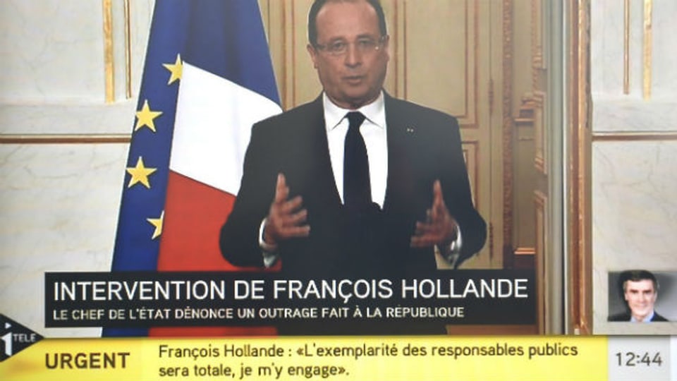 Präsdent Hollande bezieht im Fernsehen Stellung zur Schwarzgeld-Affäre