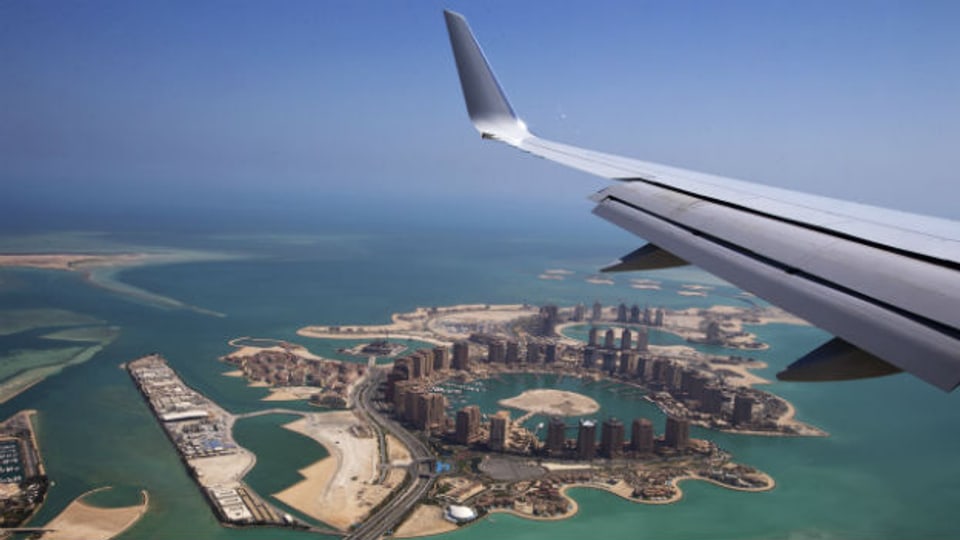 Landeanflug auf Katars Hauptstadt Doha.
