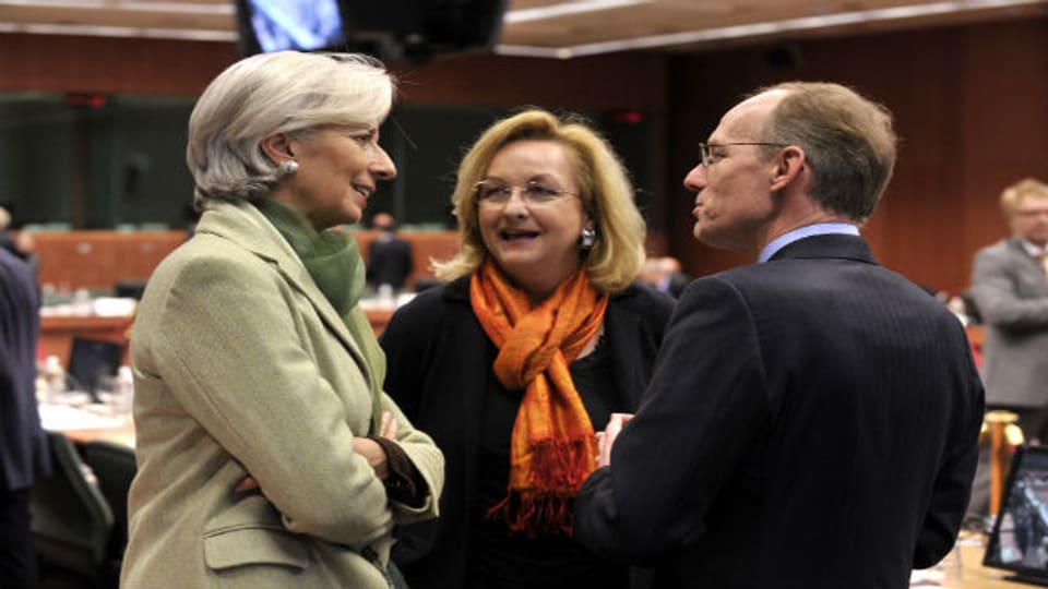 Finanzministerin Fekter (mit IWF-Chefin Lagarde, links, und Luxemburgs Finanzminister Frieden)