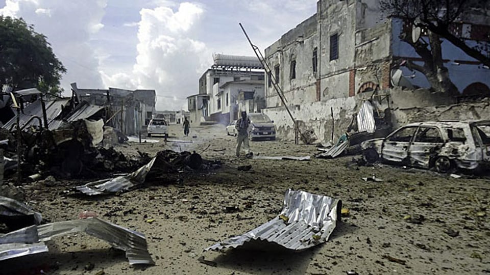 Nach einem Anschlag in der somalischen Hauptstadt Mogadischu, am 14. April.