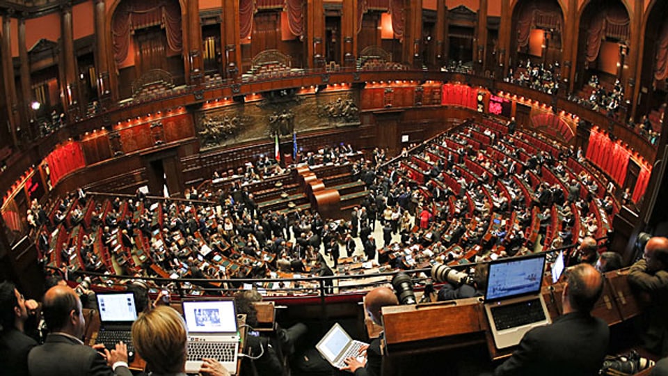 Die Abgeordnetenkammer des italienischen Parlaments am 18. April.