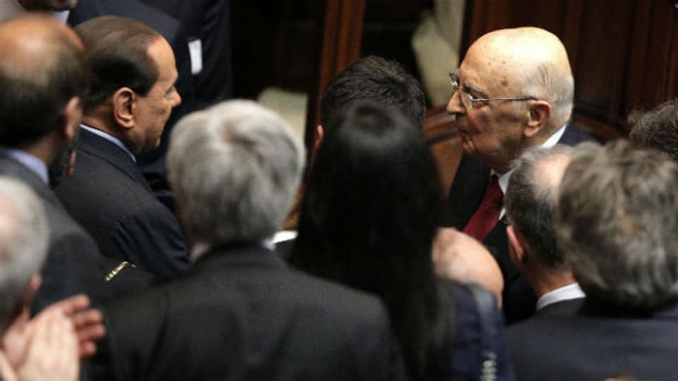 Giorgio Napolitano (rechts) verhandelt eine Grosse Koalition.