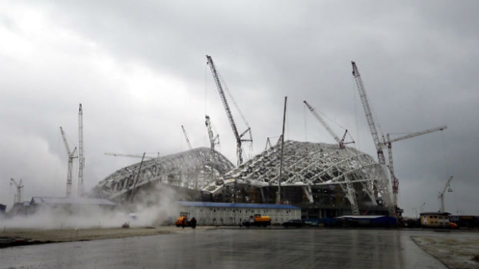 Bauarbeiten am Olympischen Park in Sotschi.
