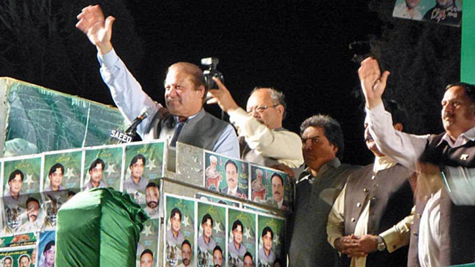 Nawaz Sharif auf Wahlkampf-Tour; hier in Rawalpindi.