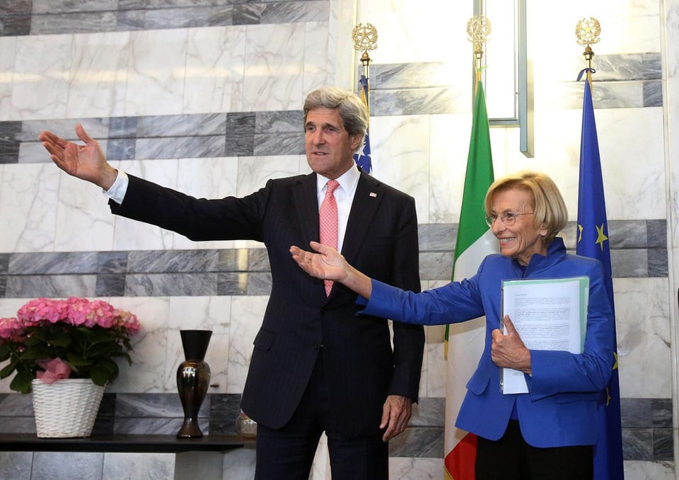 Syrien-Diplomatie: US-Aussenminister Kerry (mit Italiens Aussenministerin Bonino)