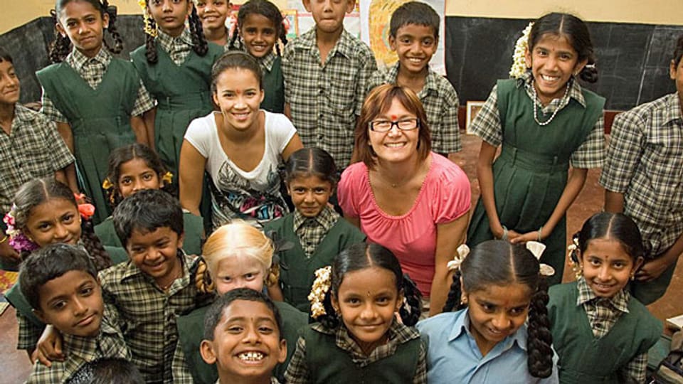 Die integrative Schule für behinderte Kinder in Mugalur, südlich von Bangalore in Indien. Die Ex-Miss-Schweiz Whitney Toyloy und ihre Mutter haben die Schule besucht,