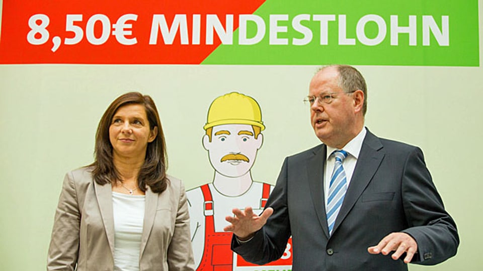 Die Kanzlerkandidatin der deutschen Grünen, Katrin Göring-Eckhardt und der Kanzlerkandidat der SPD, Peer Steinbrück.