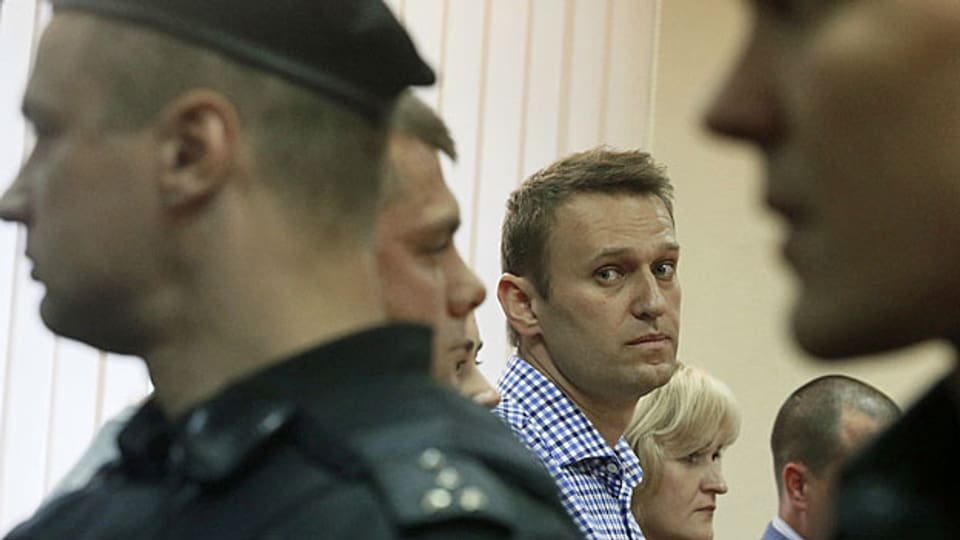 Alexej Nawalny am 18. Juli, während der Urteilsverkündung in Kirow, Russland.