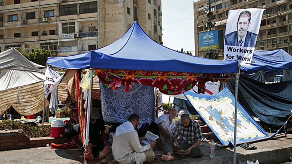 Zeltstadt der protestierenden Muslimbrüder in Nasr City, Kairo.