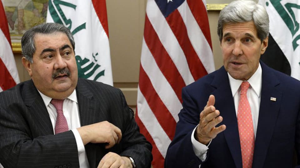 US-Aussenminister John Kerry (rechts) mit dem irakischen Aussenminister Hoshyar Zebari am 15. August 2013 in Washington.
