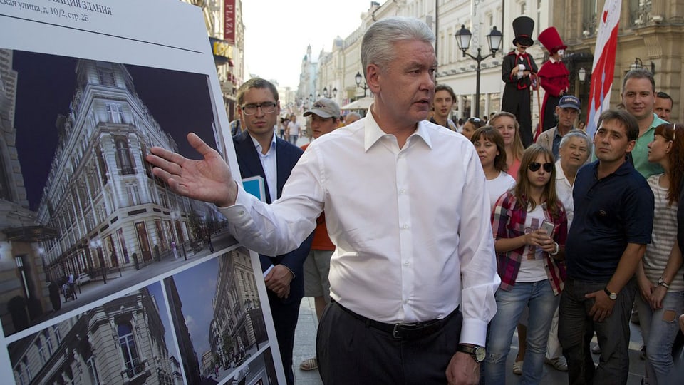 Bürgermeister Sobjanin eröffnet eine Fussgängerzone