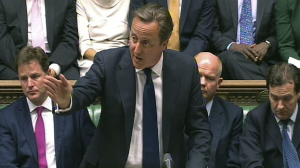 Premier Cameron am Donnerstag während der Debatte im britischen Unterhaus.