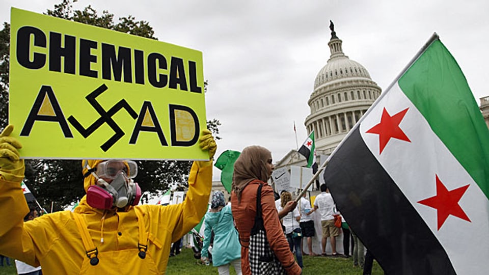 Proteste gegen Bashar al-Assad vor dem Weissen Haus in Washington.