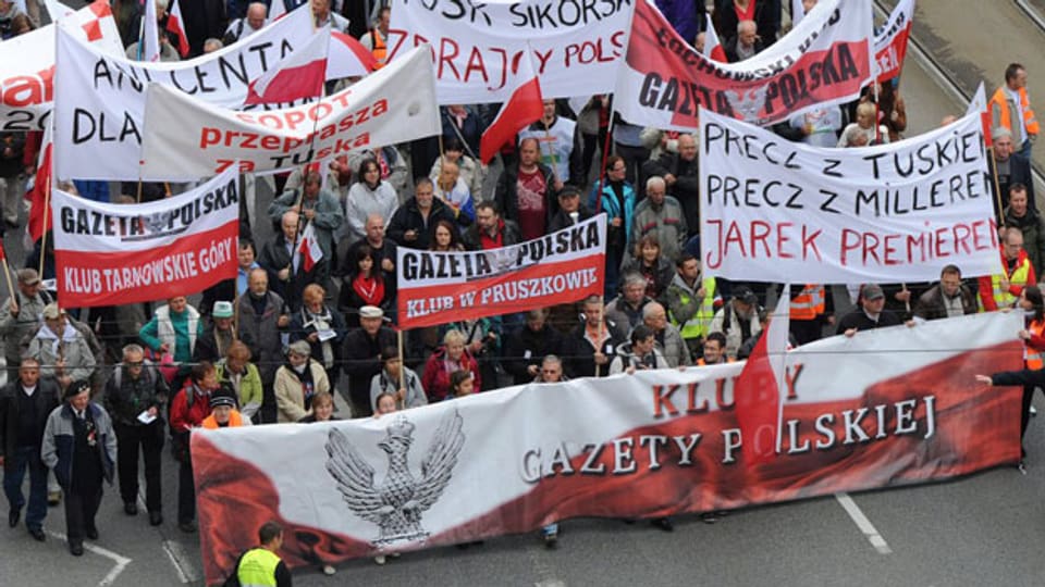 Demonstrationszug in der polnischen Hauptstadt Warschau.