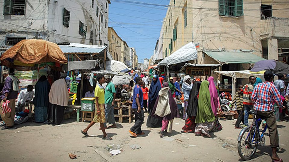 Eine Strasse in der somalischen Hauptstadt Mogadischu. Ab Oktober soll es auch in Mogadischu keine Bank mehr geben.