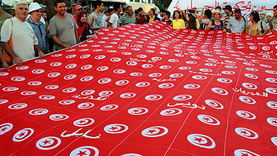 Demonstration gegen die islamistische Regierung Tunesiens, am 7. September 2013.