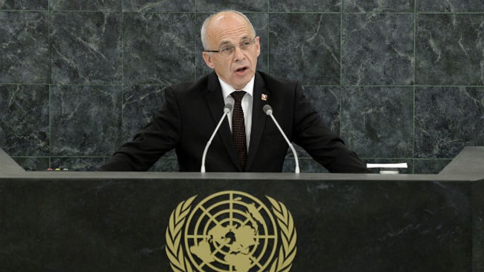 Bundespräsident Ueli Maurer bei seinem Auftritt vor der UNO-Generalversammlung am 24. September 2013.